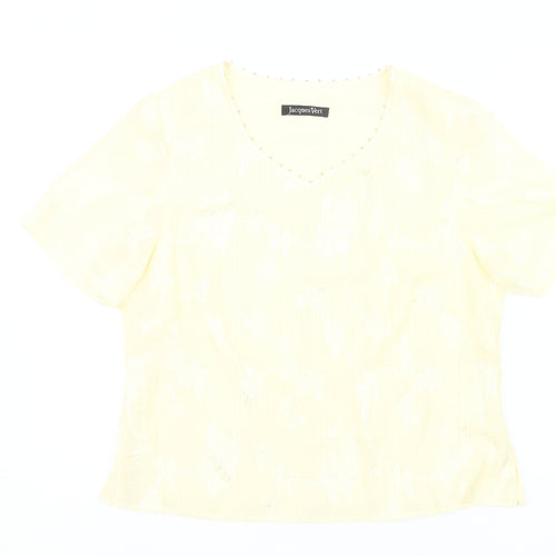 Jacques Vert Women’s Yellow Floral V-Neck Blouse Size 14