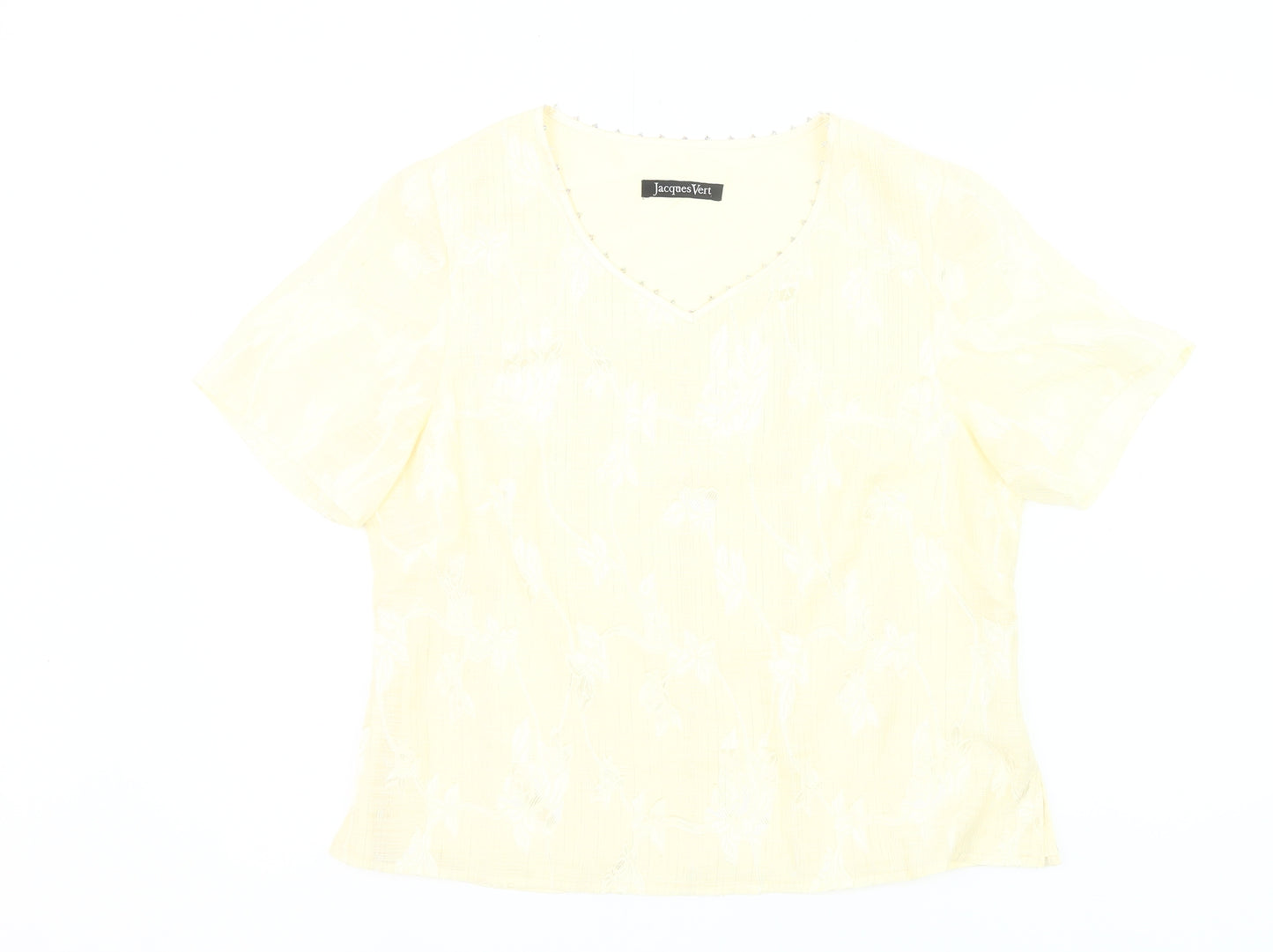 Jacques Vert Women’s Yellow Floral V-Neck Blouse Size 14