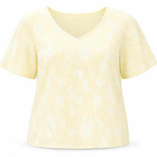 Jacques Vert Women’s Yellow Floral V-Neck Blouse Size 14