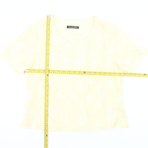 Jacques Vert Women’s Yellow Floral V-Neck Blouse Size 14