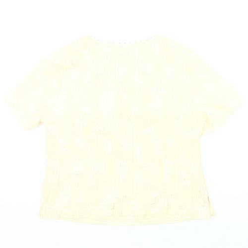 Jacques Vert Women’s Yellow Floral V-Neck Blouse Size 14