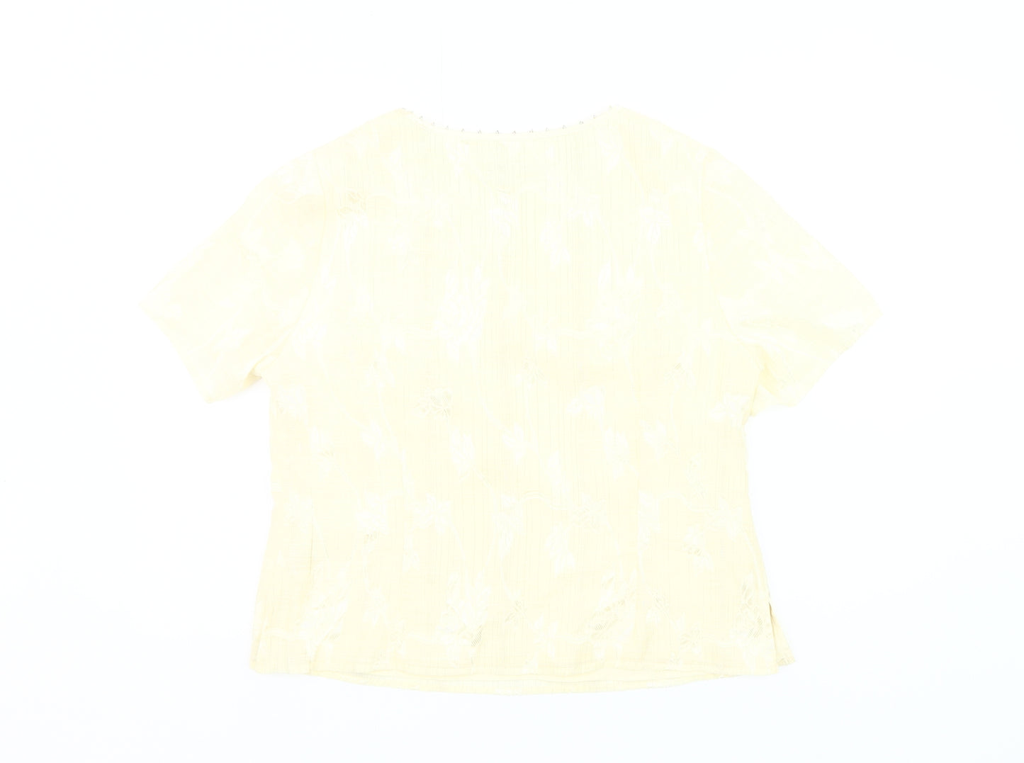Jacques Vert Women’s Yellow Floral V-Neck Blouse Size 14