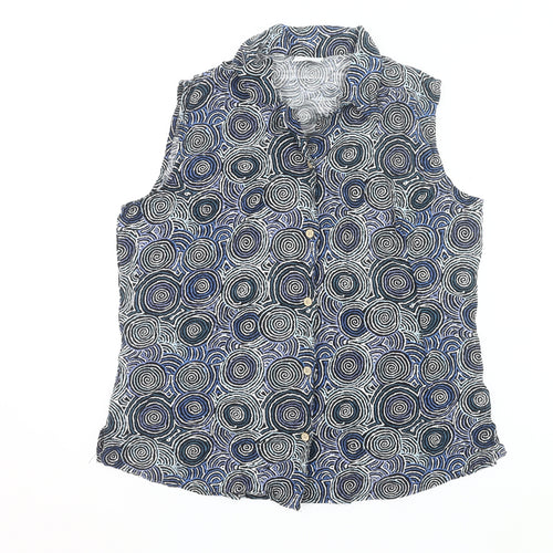 Kingston Grange Womens Multicoloured Sleeveless Button-Up Shirt Size 20 Bamboo Cotton