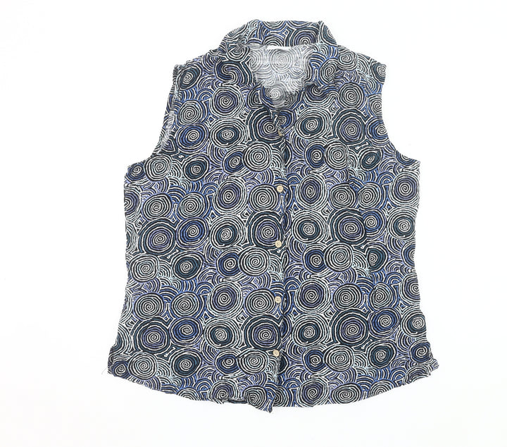Kingston Grange Womens Multicoloured Sleeveless Button-Up Shirt Size 20 Bamboo Cotton