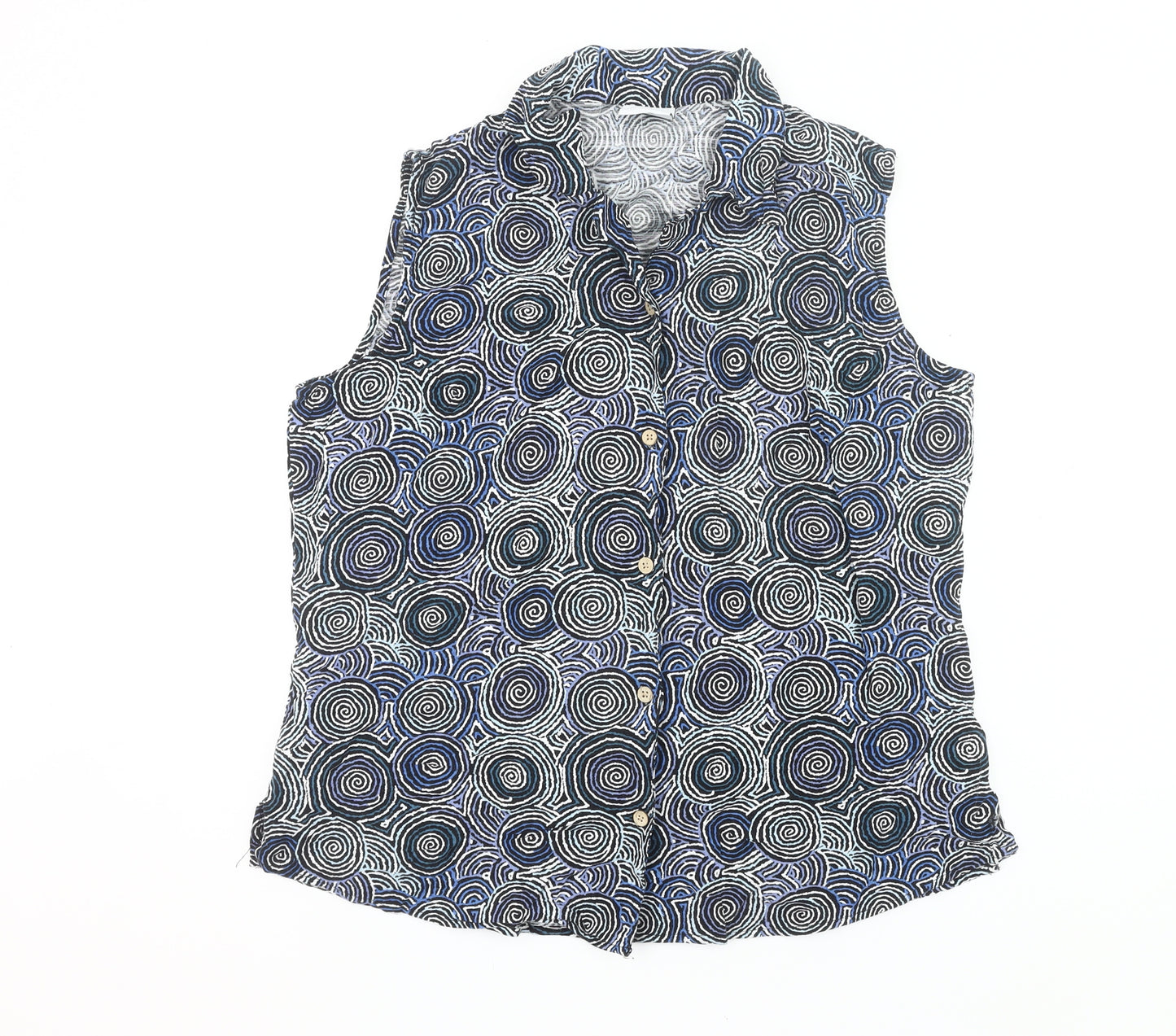 Kingston Grange Womens Multicoloured Sleeveless Button-Up Shirt Size 20 Bamboo Cotton