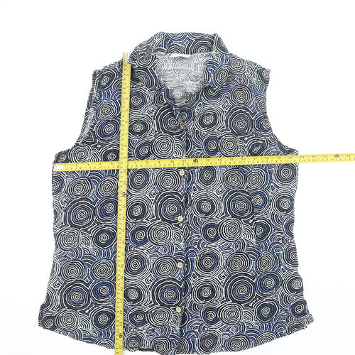 Kingston Grange Womens Multicoloured Sleeveless Button-Up Shirt Size 20 Bamboo Cotton
