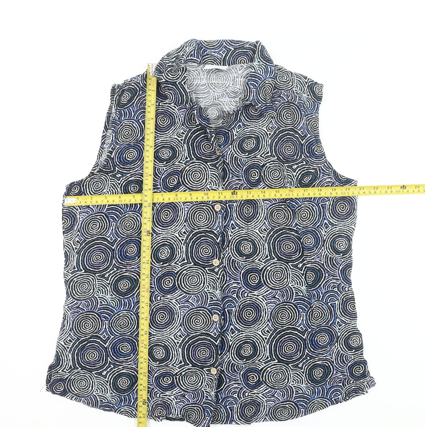 Kingston Grange Womens Multicoloured Sleeveless Button-Up Shirt Size 20 Bamboo Cotton