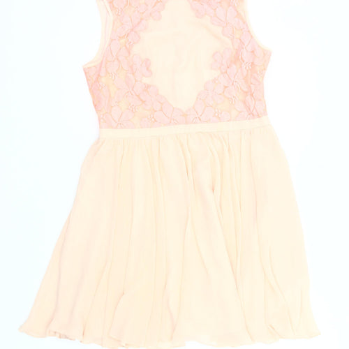 Ted Baker Women’s Beige Floral A-Line Dress Size 14 Sleeveless Party