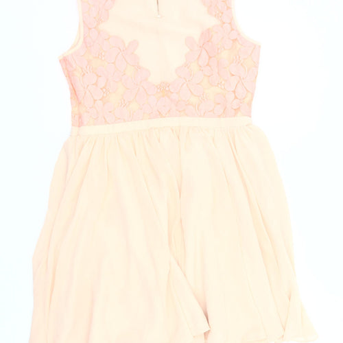 Ted Baker Women’s Beige Floral A-Line Dress Size 14 Sleeveless Party