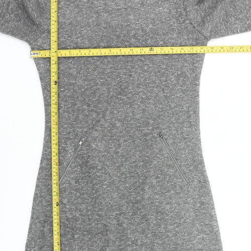 Vegas Women Grey Knit Shift Dress Size S 3/4 Sleeve Knee Length