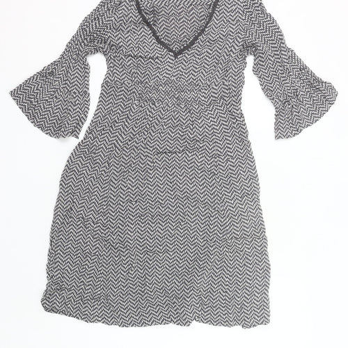 Monsoon Women’s Black Geometric A-Line Knee Length Dress Size 12