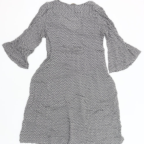 Monsoon Women’s Black Geometric A-Line Knee Length Dress Size 12