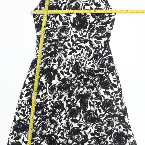 Autonomy Womens Black White Floral Fit & Flare Dress Size 10