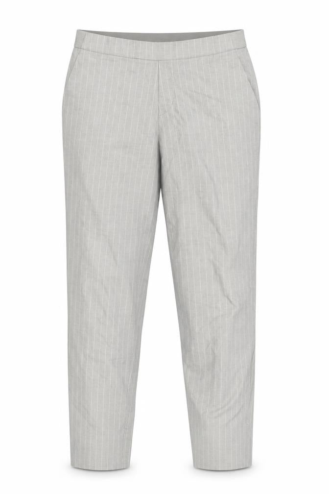 Uniqlo Women Grey Striped Chino Trousers S Workwear Slim Tapered