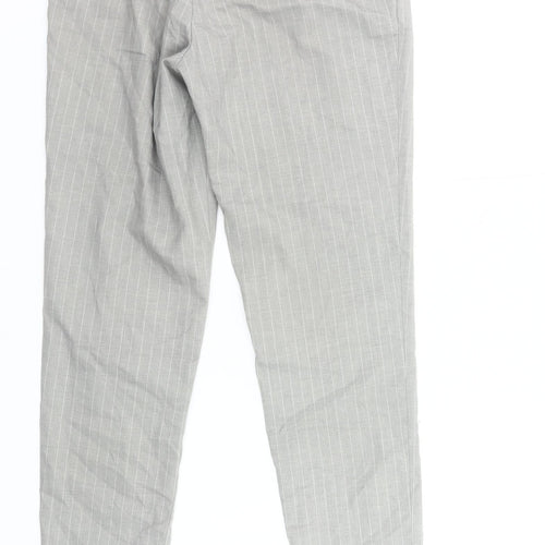 Uniqlo Women Grey Striped Chino Trousers S Workwear Slim Tapered