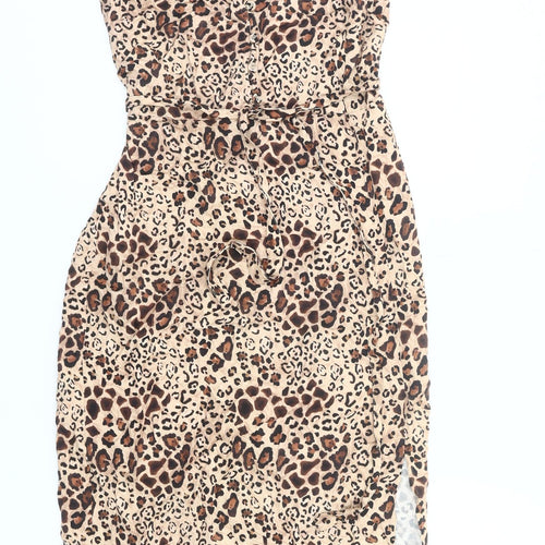 Tu Women’s Beige Leopard Print Viscose Slip Dress Size 10