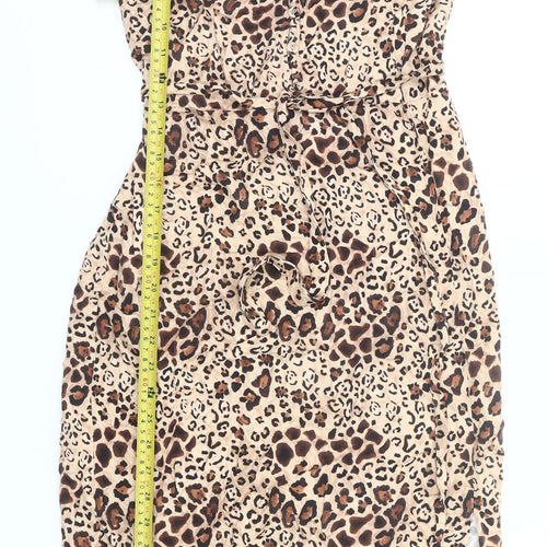 Tu Women’s Beige Leopard Print Viscose Slip Dress Size 10