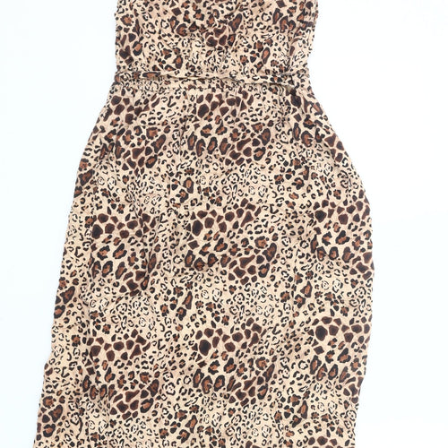 Tu Women’s Beige Leopard Print Viscose Slip Dress Size 10