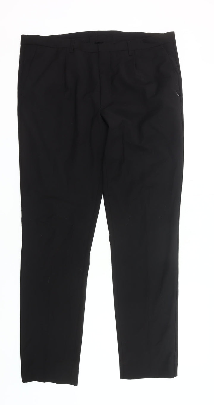 Marks and Spencer Men's Black Wool Slim Fit Dress Pants 38W 33L