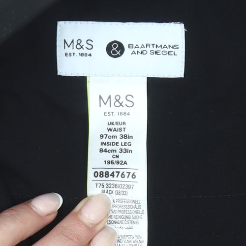Marks and Spencer Men's Black Wool Slim Fit Dress Pants 38W 33L
