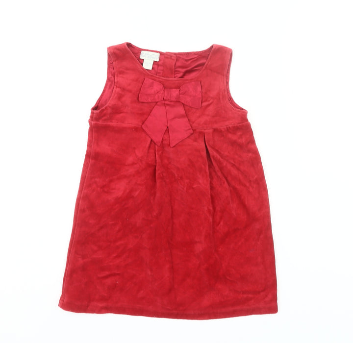 Zit-on Girls Red Velvet Shift Dress 2 Years Party Bow Sleeveless