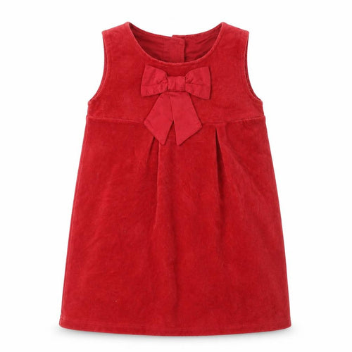 Zit-on Girls Red Velvet Shift Dress 2 Years Party Bow Sleeveless