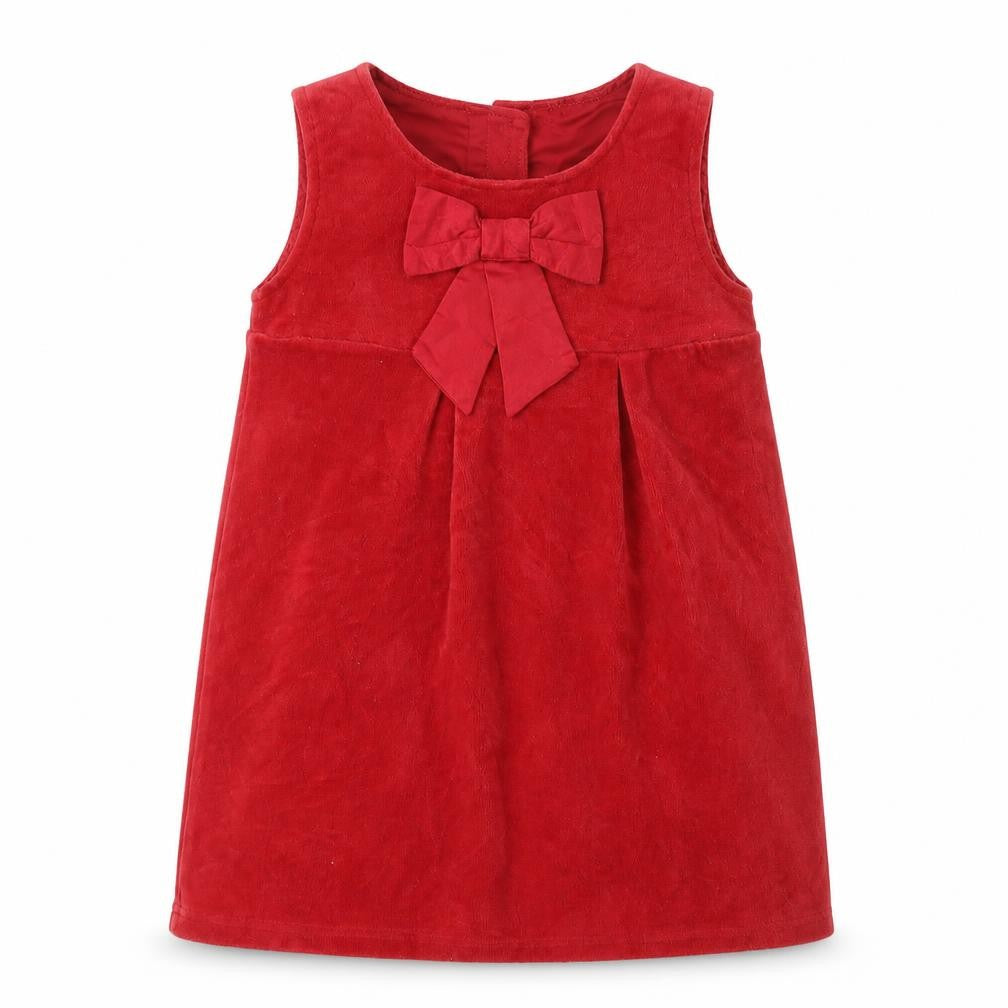 Zit-on Girls Red Velvet Shift Dress 2 Years Party Bow Sleeveless