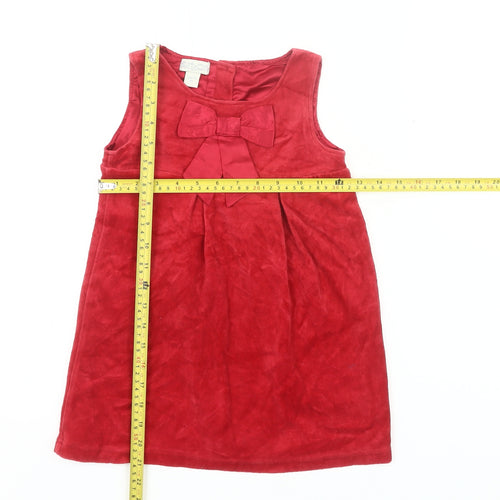 Zit-on Girls Red Velvet Shift Dress 2 Years Party Bow Sleeveless