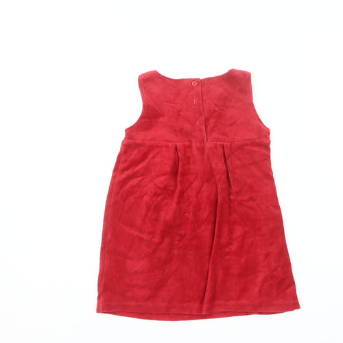 Zit-on Girls Red Velvet Shift Dress 2 Years Party Bow Sleeveless