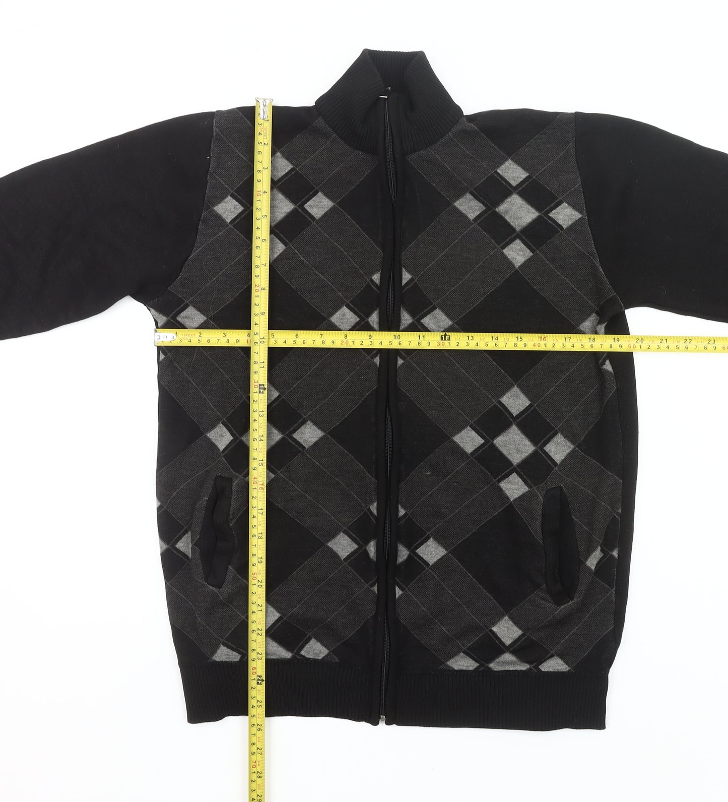 Smith & Taylor Men’s Black XL Argyle Full Zip Jumper