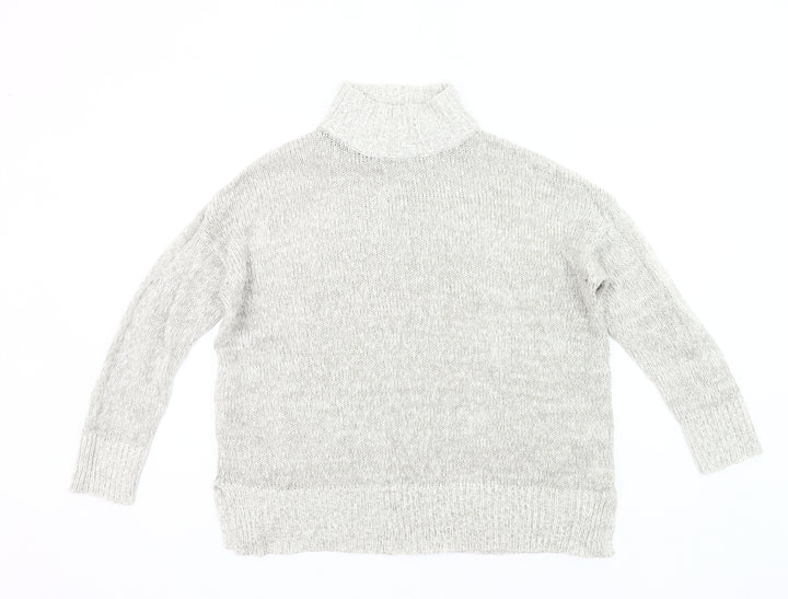 New Look Women Grey Roll Neck Chunky Knit Pullover Jumper M