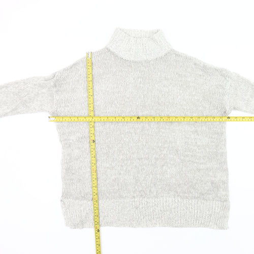 New Look Women Grey Roll Neck Chunky Knit Pullover Jumper M