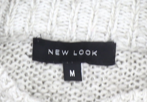 New Look Women Grey Roll Neck Chunky Knit Pullover Jumper M