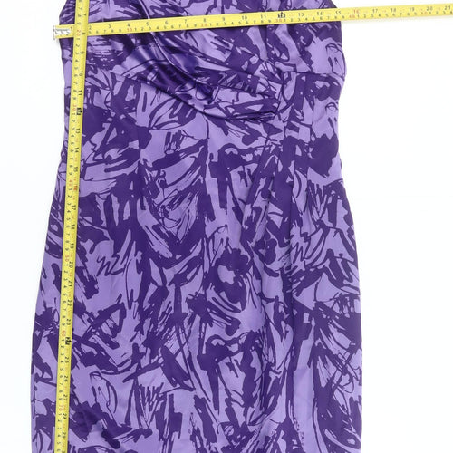 Mindet Petite Women’s Purple Sheath Dress Size 10 Knee Length Ruched