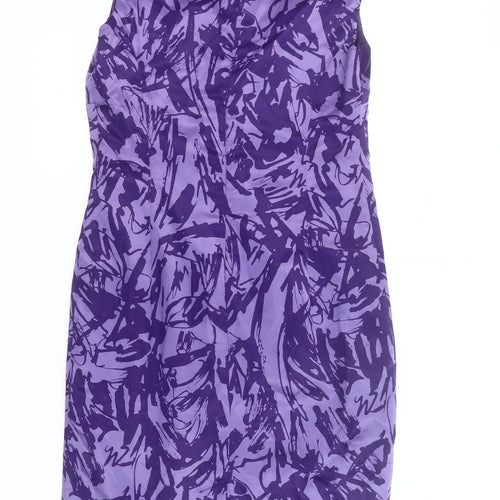 Mindet Petite Women’s Purple Sheath Dress Size 10 Knee Length Ruched