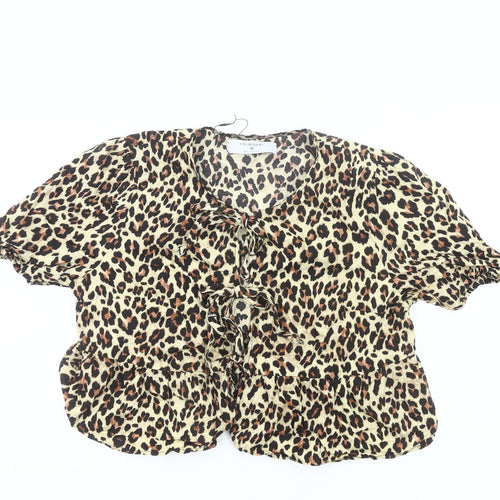 Primark Women’s Leopard Print Ruffle Blouse Size M Tunic Style