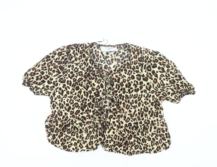 Primark Women’s Leopard Print Ruffle Blouse Size M Tunic Style