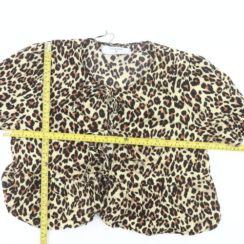 Primark Women’s Leopard Print Ruffle Blouse Size M Tunic Style