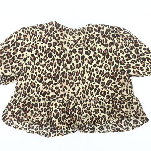 Primark Women’s Leopard Print Ruffle Blouse Size M Tunic Style
