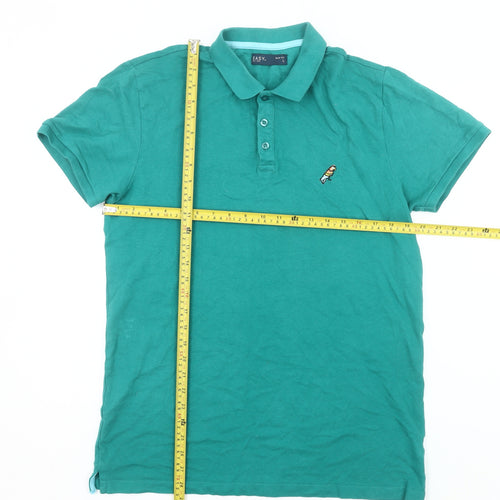 Easy Men’s Green Slim Fit Polo Shirt L Cotton Stretch Casual