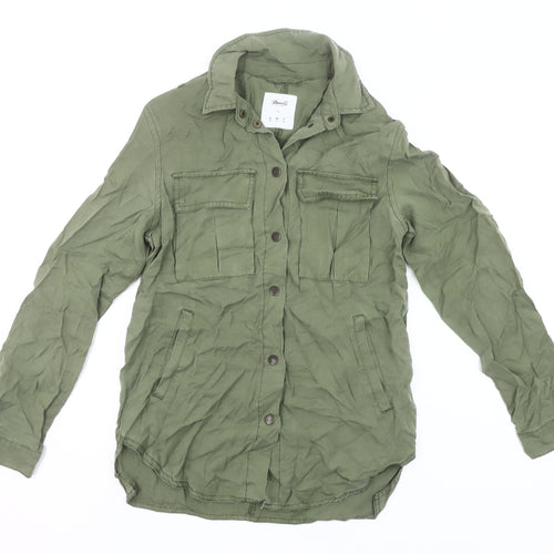 Denim Co Women’s Green Button-Up Shirt Size 6 UK Long Sleeve