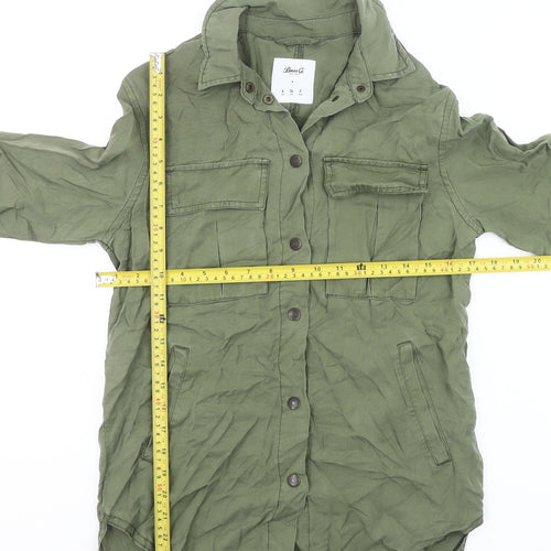 Denim Co Women’s Green Button-Up Shirt Size 6 UK Long Sleeve