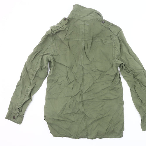 Denim Co Women’s Green Button-Up Shirt Size 6 UK Long Sleeve