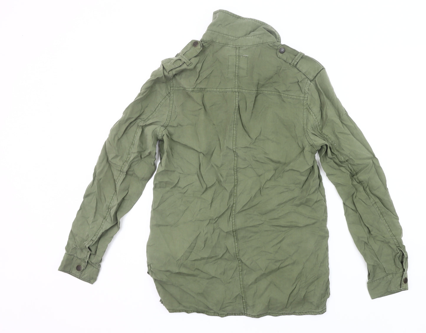 Denim Co Women’s Green Button-Up Shirt Size 6 UK Long Sleeve