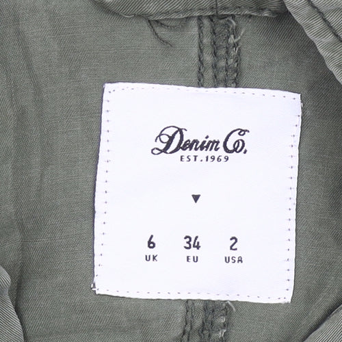 Denim Co Women’s Green Button-Up Shirt Size 6 UK Long Sleeve