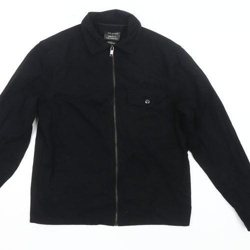Primark Men’s Black Cotton Casual Zip Jacket Size S Regular Fit