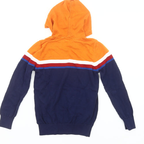 United Colors of Benetton Boys Orange Blue Pullover Hoodie Jumper Size 9Y