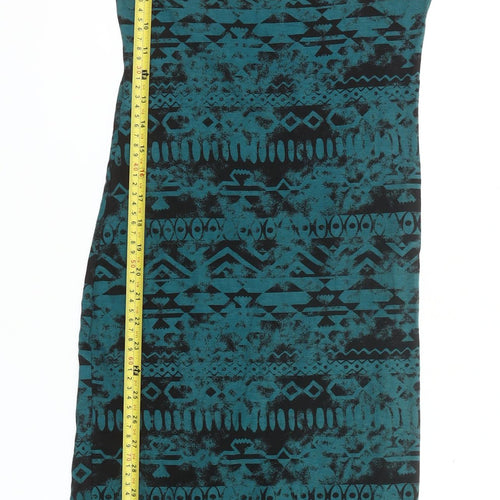 Internacionale Women’s Green Black Aztec Bodycon Dress Size 10