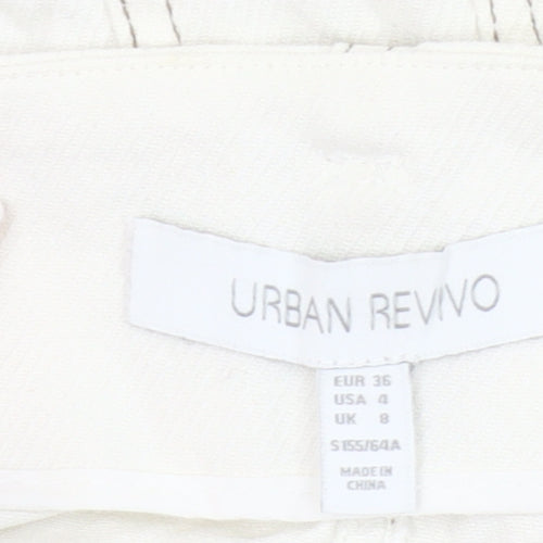 Urban Revivo Womens White Cargo Skirt Size 8 Cotton Pockets Belted