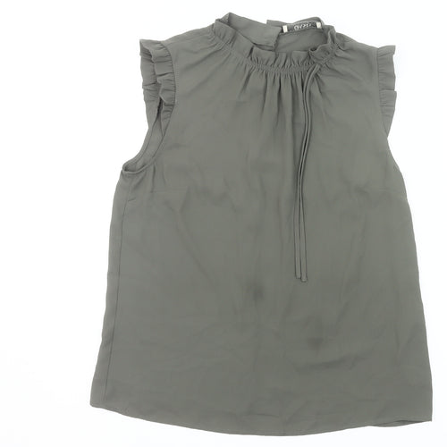 Oasis Women’s Green High Neck Ruffle Tunic Blouse UK 10